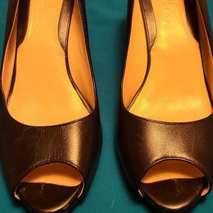 Cole Haan Black peep-toe leather pumps